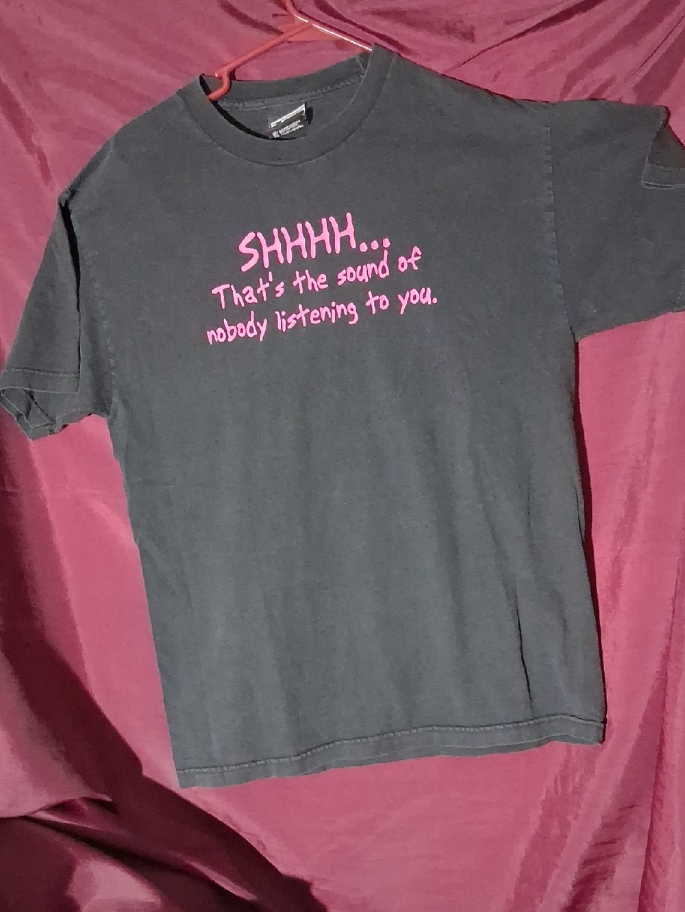 Graphic Short-Sleeve Tee - Dark Gray with Pink Print